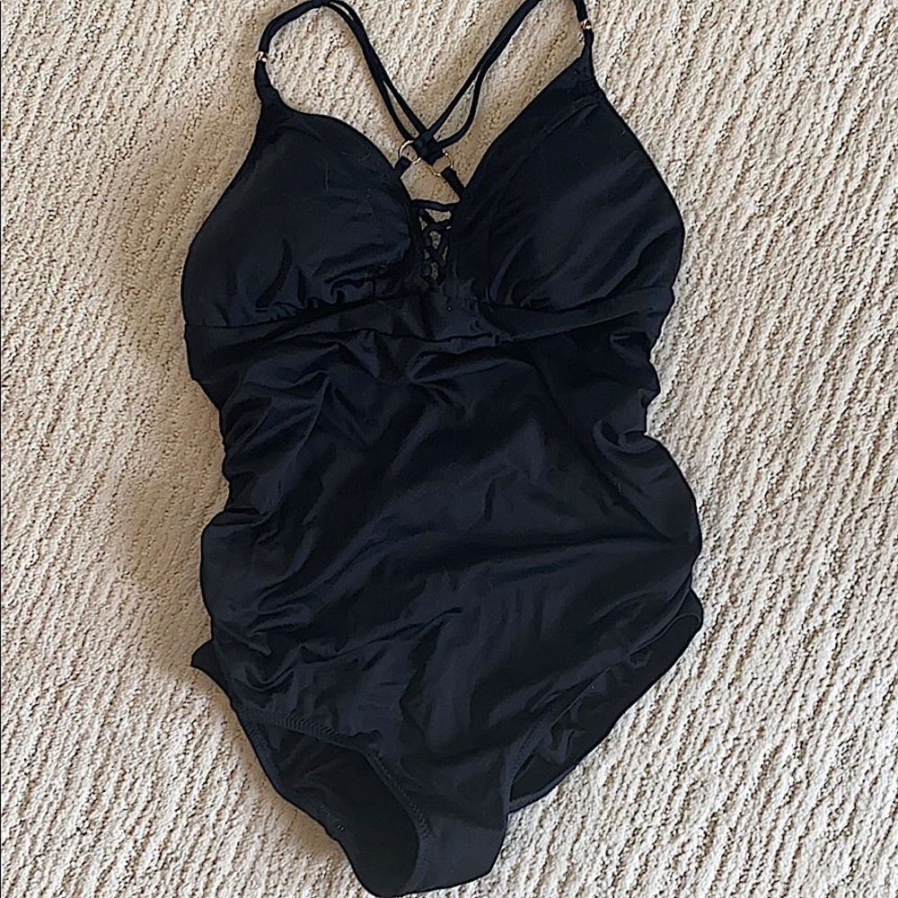 Pea in the Pod, black one piece maternity swimsuit